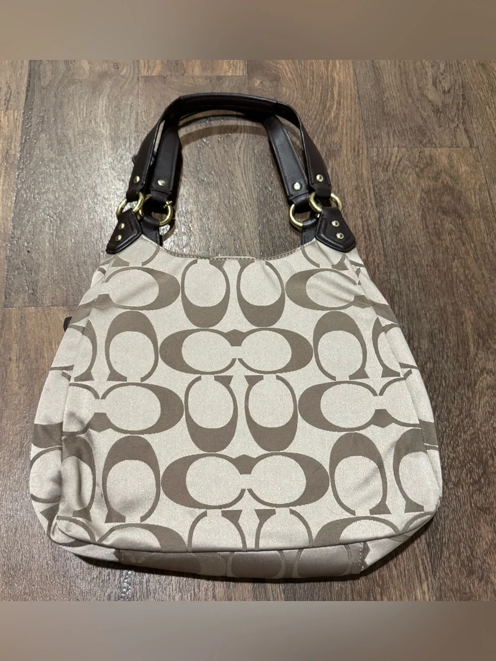 Coach Campbell Signature Hobo large shoulder bag Tan Logo Monogram